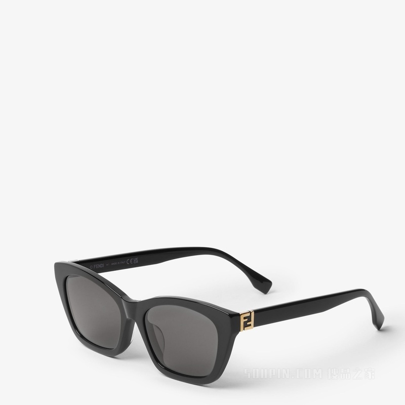 Forever FENDI 低横梁设计黑色醋酸酯材料太阳镜