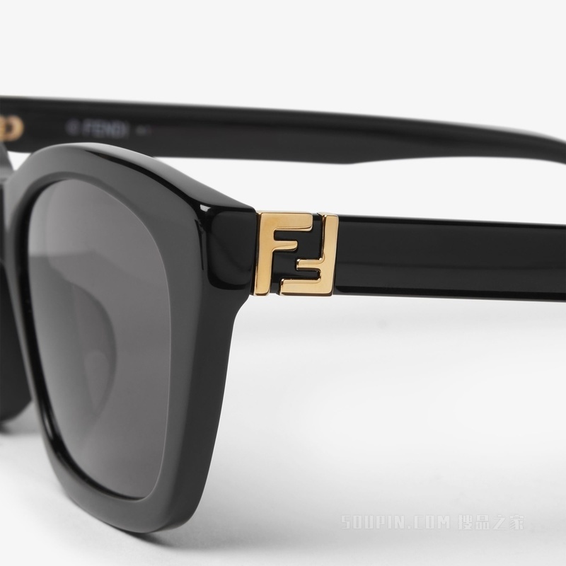 Forever FENDI 低横梁设计黑色醋酸酯材料太阳镜