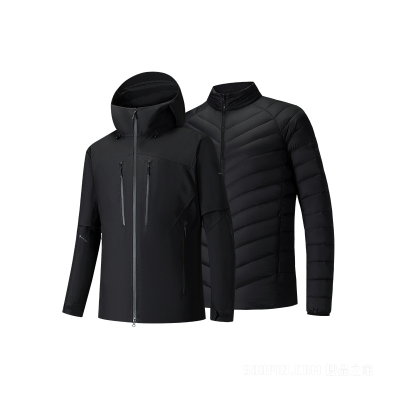 安踏冠军徒步GORETEX黑标男子冲锋衣两件套