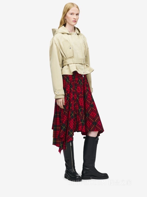 束腰腰饰裙摆夹克