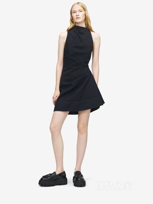 牛仔布不对称迷你连衣裙