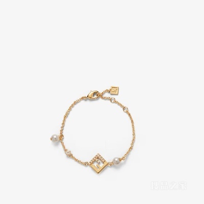 Forever FENDI手链 树脂珍珠和人造水晶金色金属手链