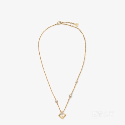 Forever FENDI项链 树脂珍珠和人造水晶金色金属项链