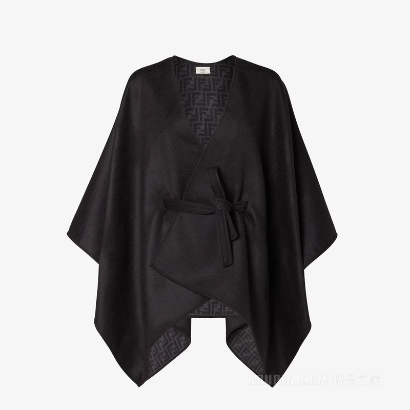 斗篷 黑色羊毛和羊绒斗篷