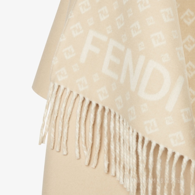 斗篷 山茶花色羊绒和羊毛斗篷