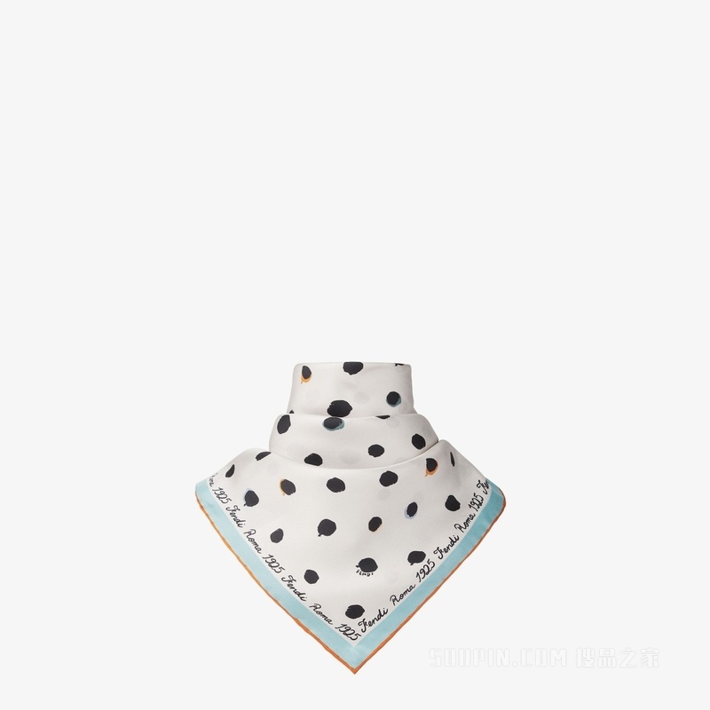 FENDI围巾 象牙色桑蚕丝Falena Dots围巾