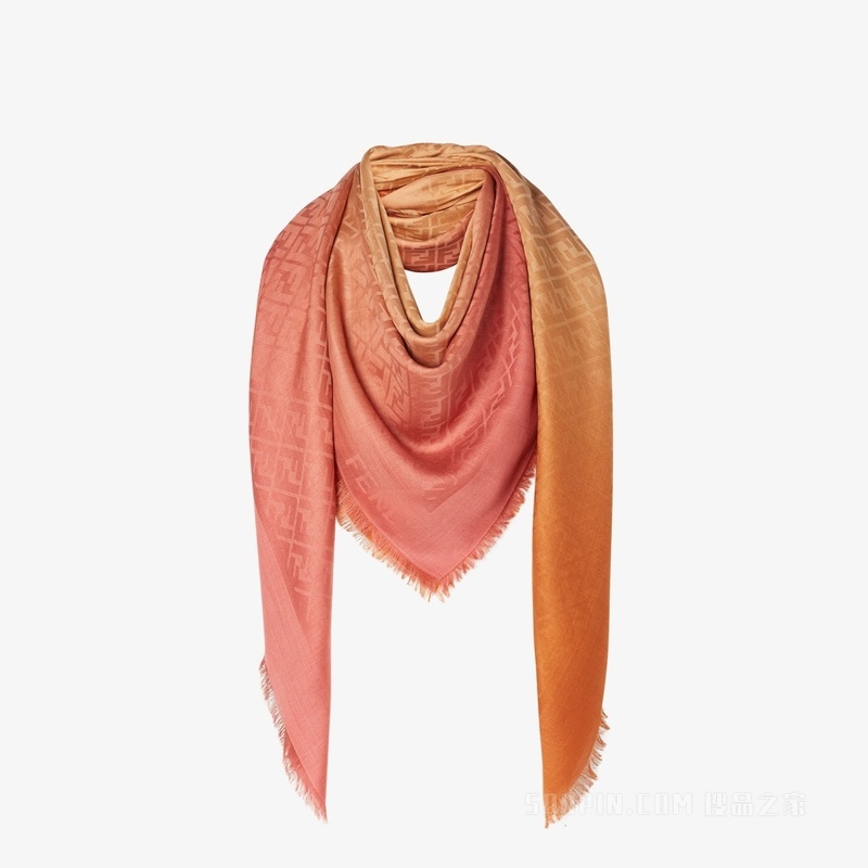 FF披巾 拼色FF桑蚕丝和羊毛披巾