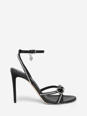 仿水晶蝴蝶结凉鞋