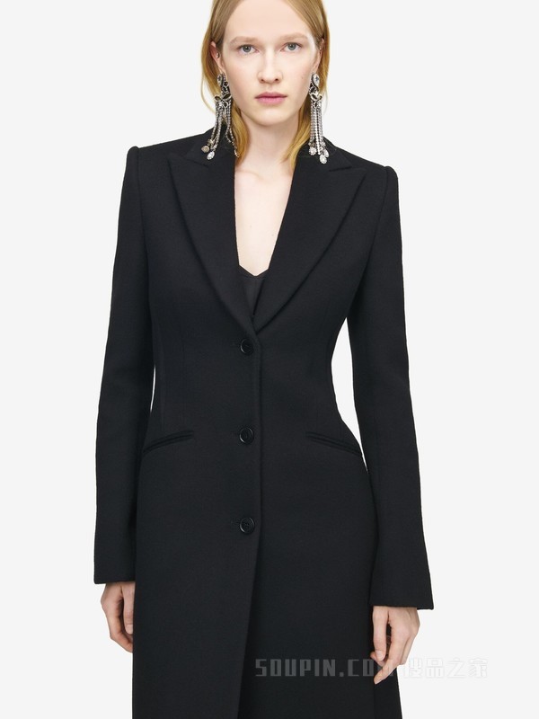 羊毛毡单排扣大衣