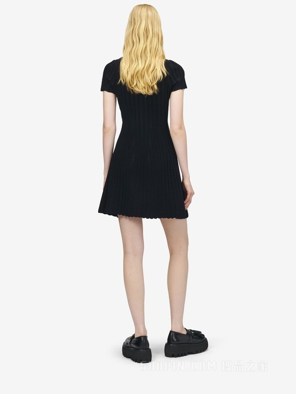 雪尼尔条纹迷你连衣裙