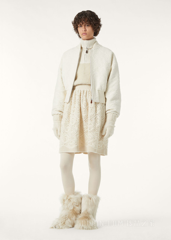 Dilion女士飞行员夹克 初剪羊毛, 羊绒, 桑蚕丝