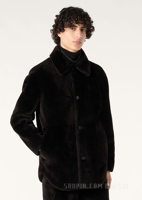 Cades男士衬衫式外套 剪毛绵羊皮