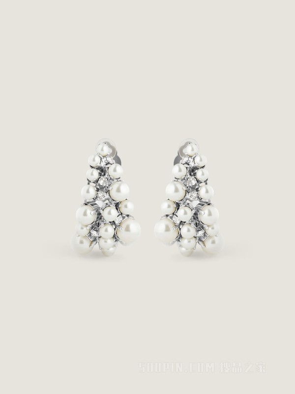 Crystal Pearl夹式耳环