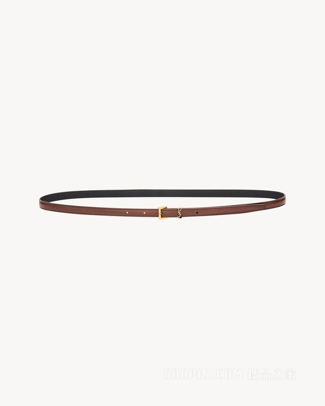 LE CASSANDRE光滑皮革超窄款腰带