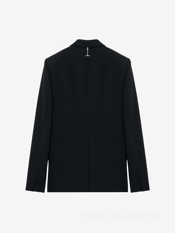 蕾丝肋骨刺绣单排扣夹克