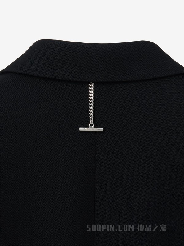 蕾丝肋骨刺绣单排扣夹克