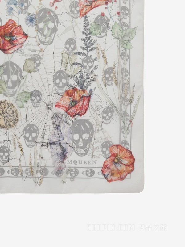 Skull和蜘蛛花朵围巾