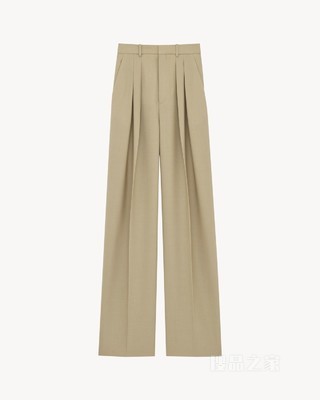 羊毛和桑蚕丝帆布长裤