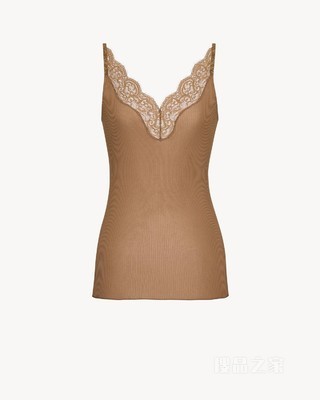 罗纹桑蚕丝平纹针织蕾丝背心