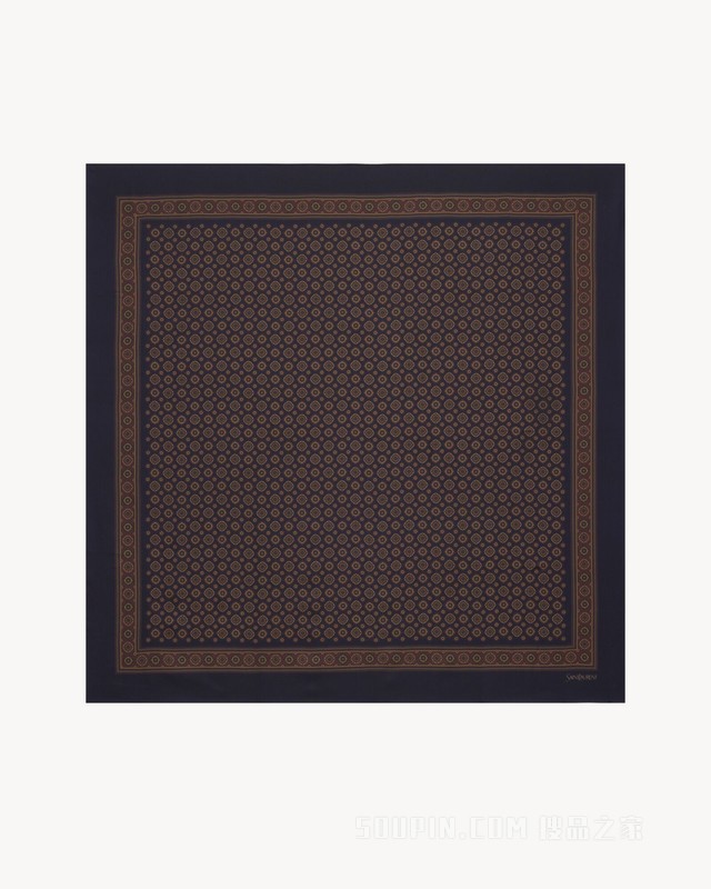 徽章斜纹桑蚕丝方巾