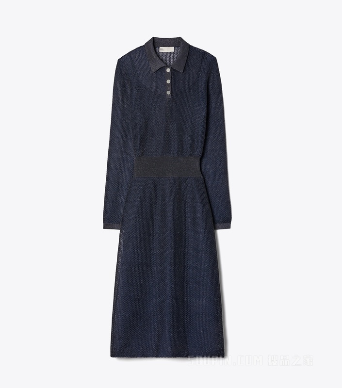 Polo 式连衣裙 黑色/珠光蓝
