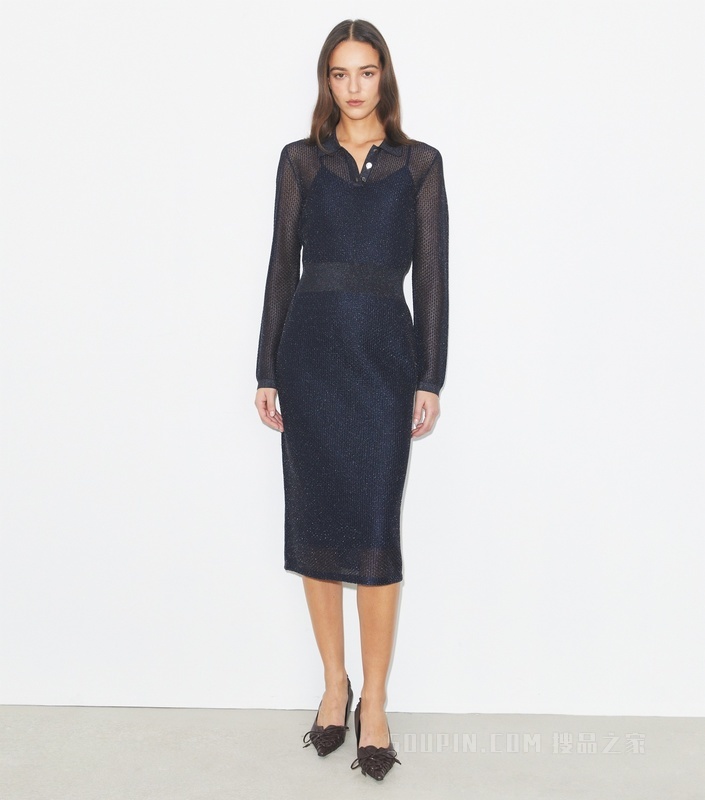 Polo 式连衣裙 黑色/珠光蓝