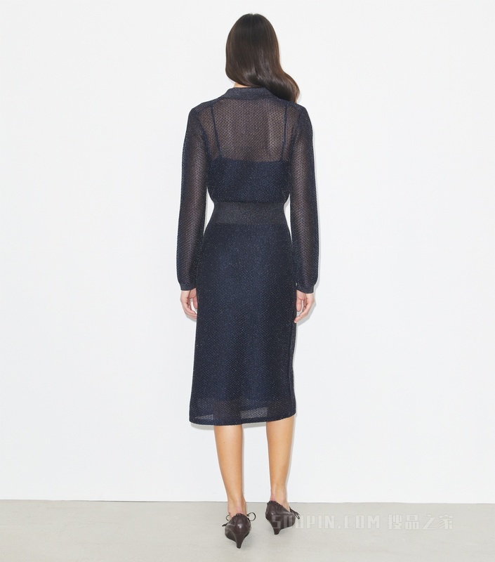 Polo 式连衣裙 黑色/珠光蓝