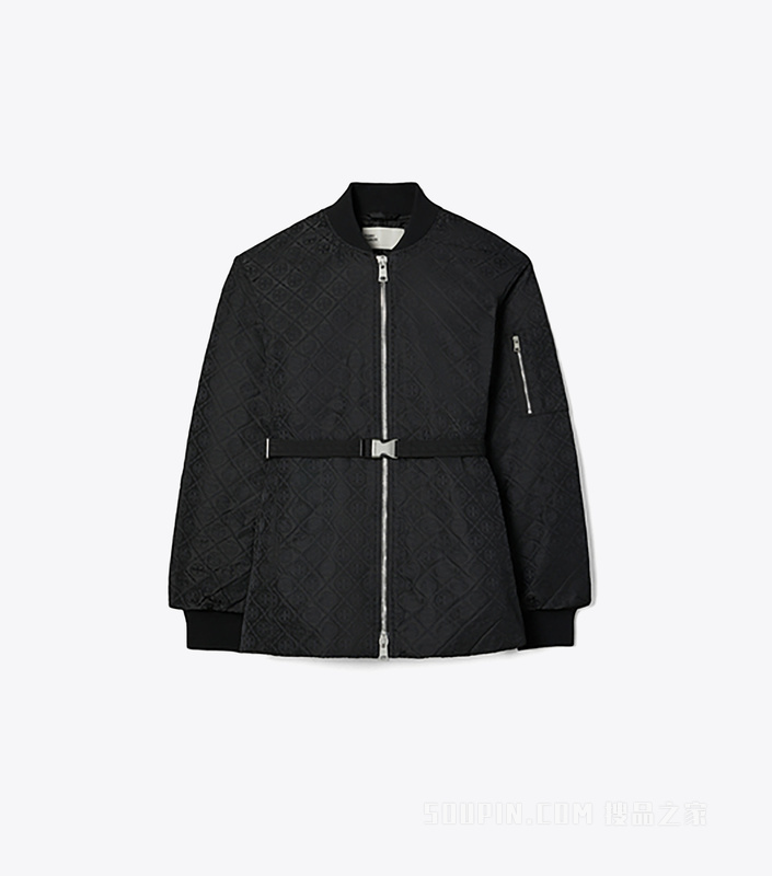 T Monogram 提花拉链夹克 黑色