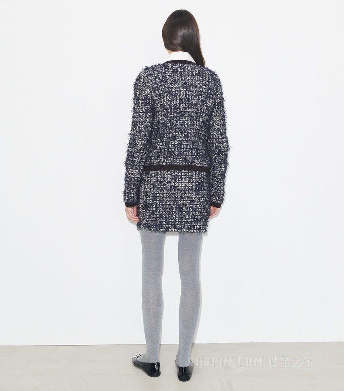 Kendra 粗花呢开衫 海军蓝/象牙白