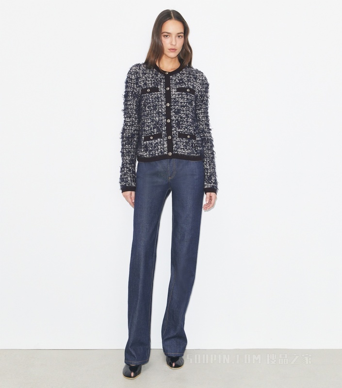 Kendra 粗花呢开衫 海军蓝/象牙白