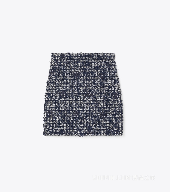 Kendra 粗花呢半身裙 海军蓝/象牙白