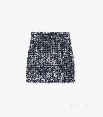 Kendra 粗花呢半身裙 海军蓝/象牙白