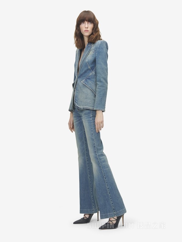 窄版微喇牛仔裤