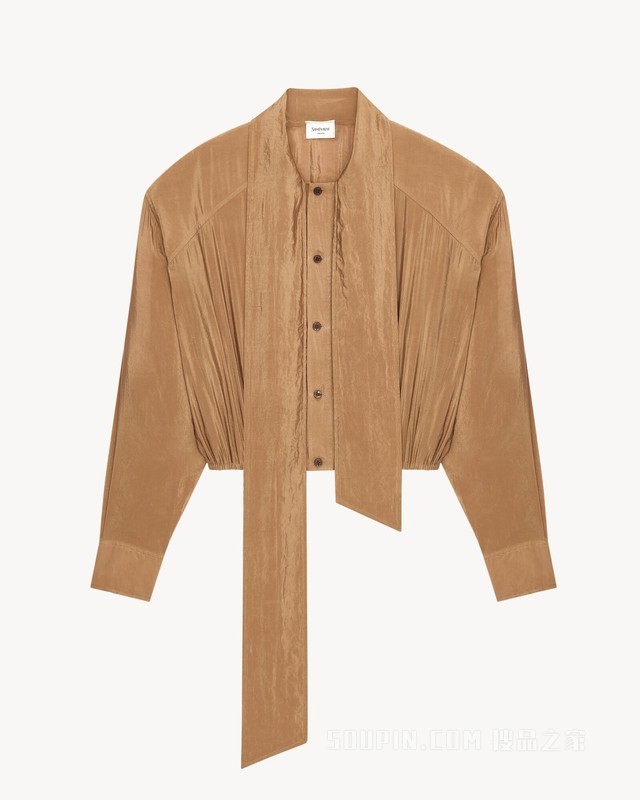 塔夫绸花结衬衫