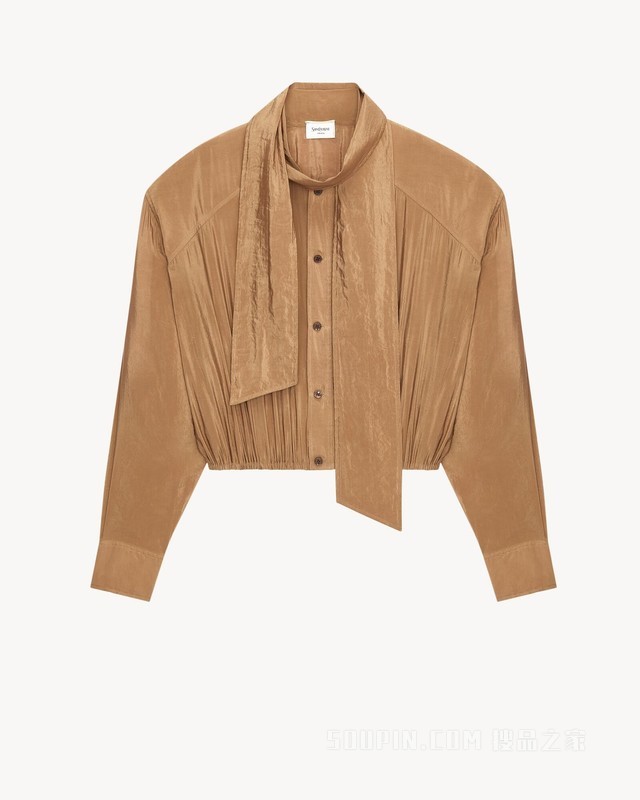 塔夫绸花结衬衫