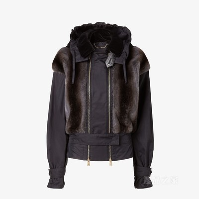 夹克 黑色貂皮和华达呢夹克衫