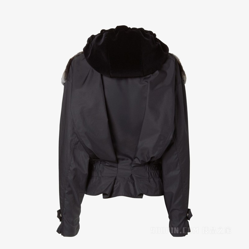 夹克 黑色貂皮和华达呢夹克衫