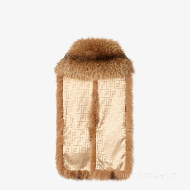 大号披肩 棕色狐狸皮草披肩