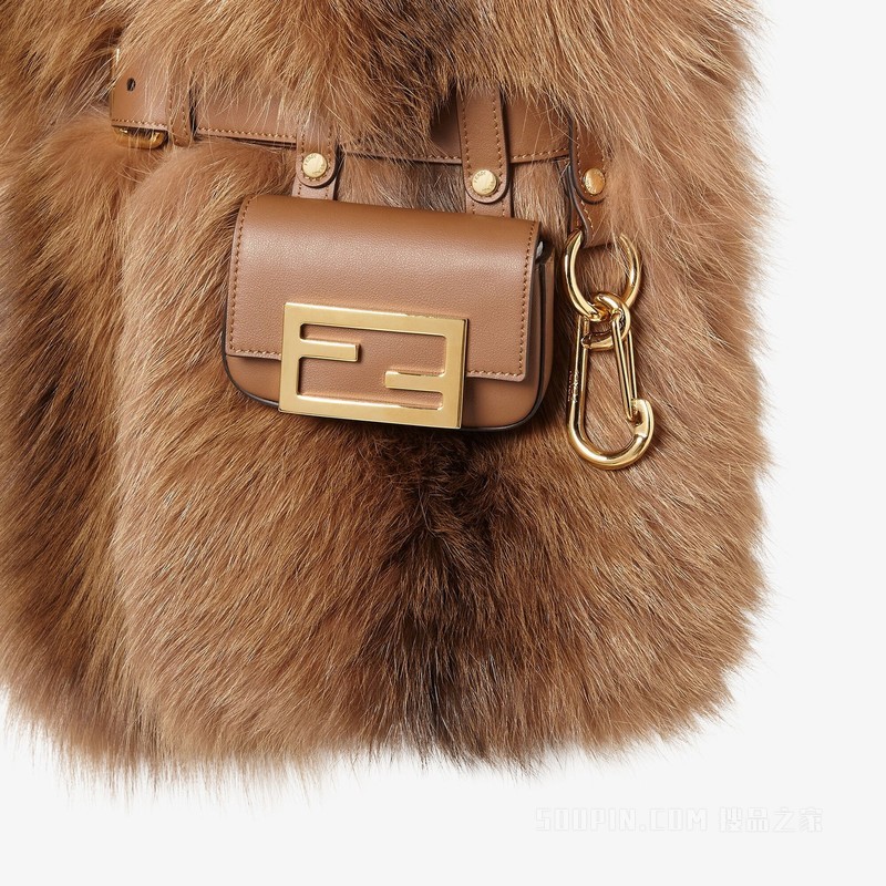 大号披肩 棕色狐狸皮草披肩