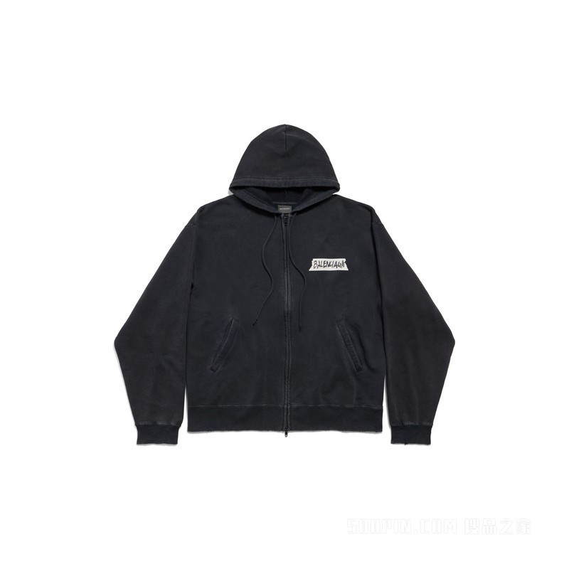 MASKING TAPE HOODIE廓形拉链连帽卫衣