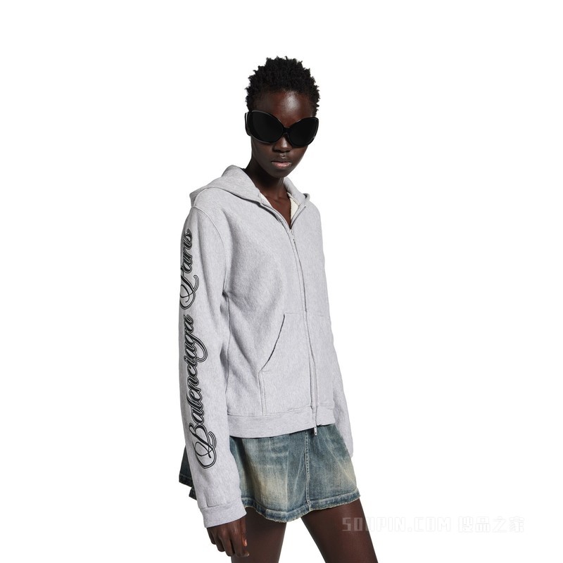 CURSIVE HOODIE常规版型拉链连帽卫衣