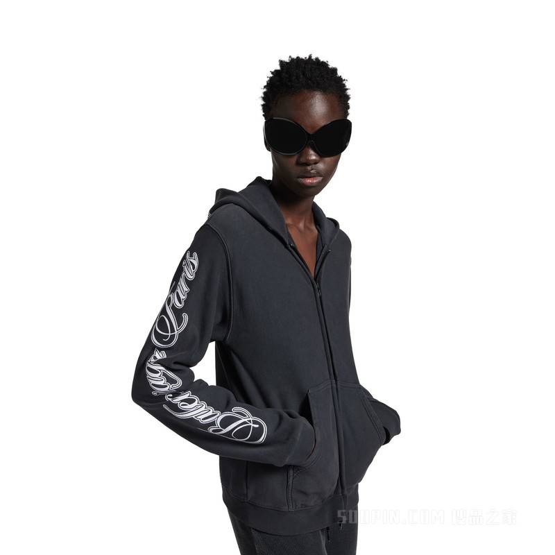 CURSIVE HOODIE常规版型拉链连帽卫衣