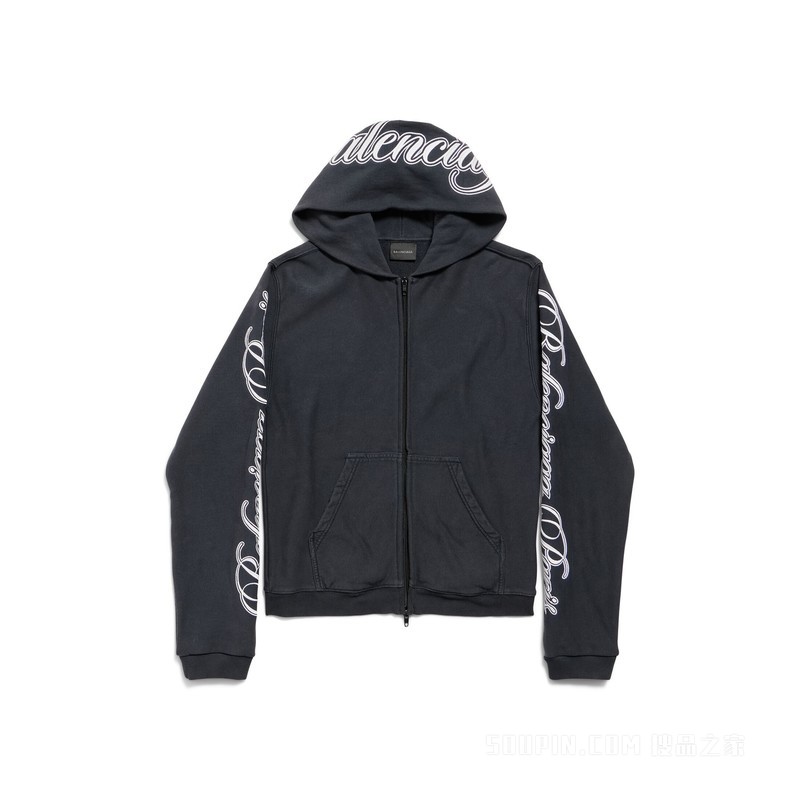 CURSIVE HOODIE常规版型拉链连帽卫衣