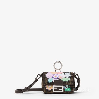 Fantastic FENDI Future Nano Baguette挂饰 贴花FF提花布料挂饰