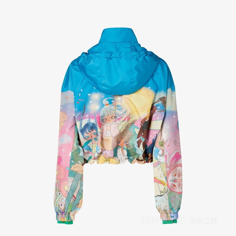 Fantastic FENDI Future风衣 蓝绿色和绿色印花尼龙风衣