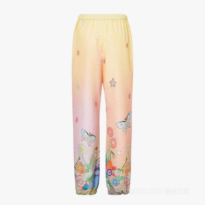 Fantastic FENDI Future长裤 粉红色和黄色印花尼龙长裤