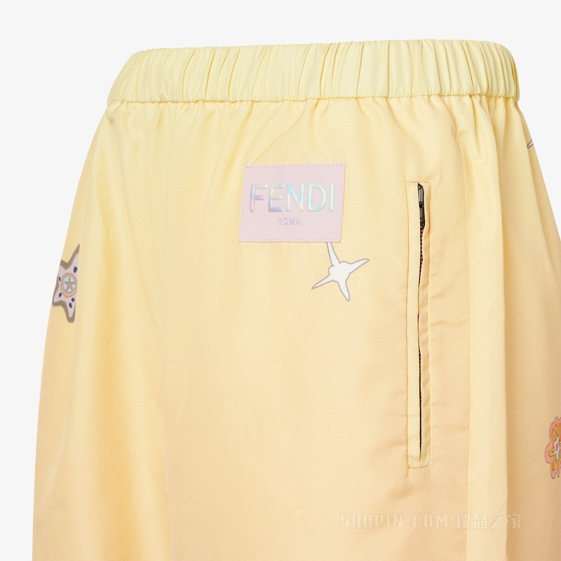 Fantastic FENDI Future长裤 粉红色和黄色印花尼龙长裤
