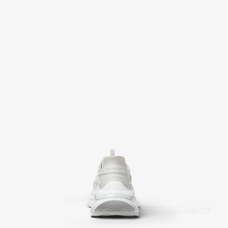 FENDI F-Light 白色皮革和网眼布低帮鞋