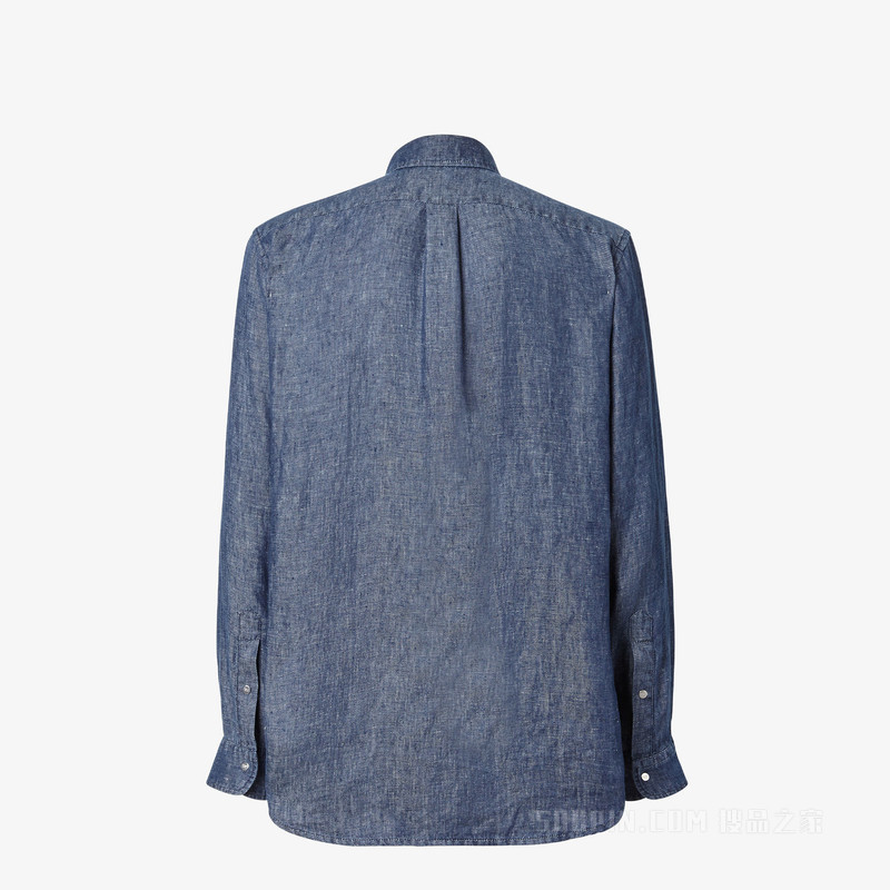 衬衫 蓝色钱布雷布衬衫