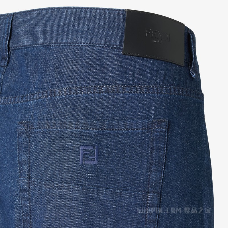 长牛仔裤 蓝色钱布雷布牛仔裤